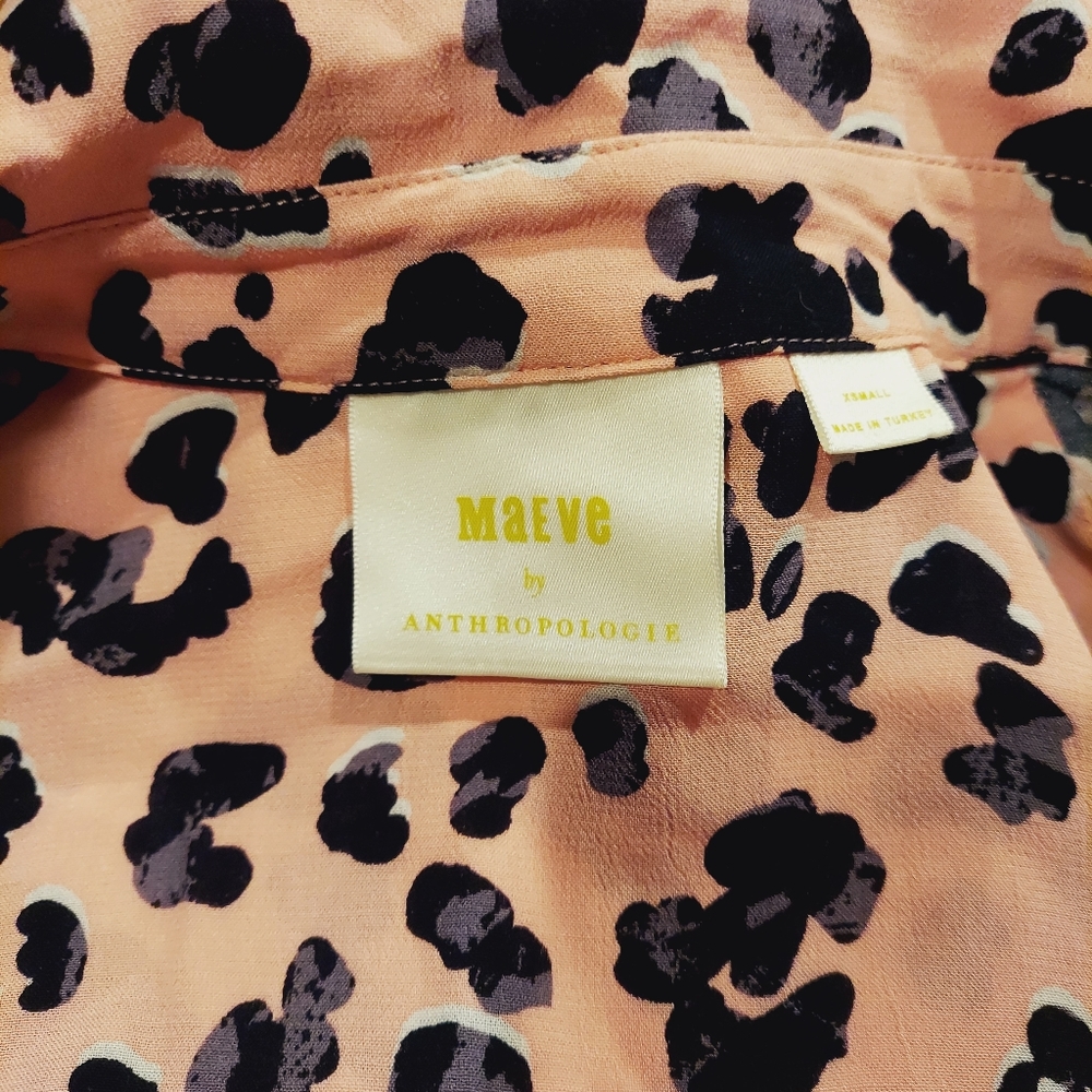 🦋🍄Maeve by Anthropologie pink leopard print shirt dress duster - Picture 3 of 6